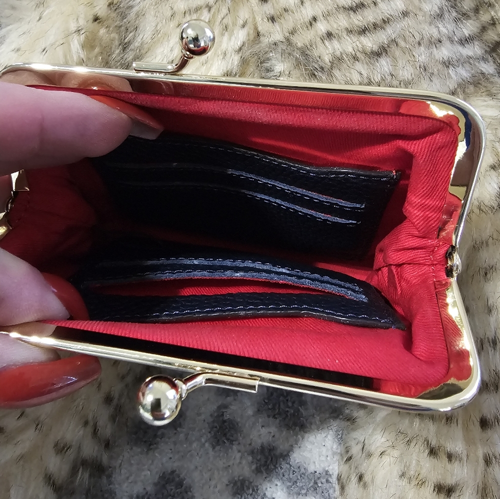 2 piece Dooney and Burke navy shoulder bag and kiss lock card holder. - Picture 3 of 10
